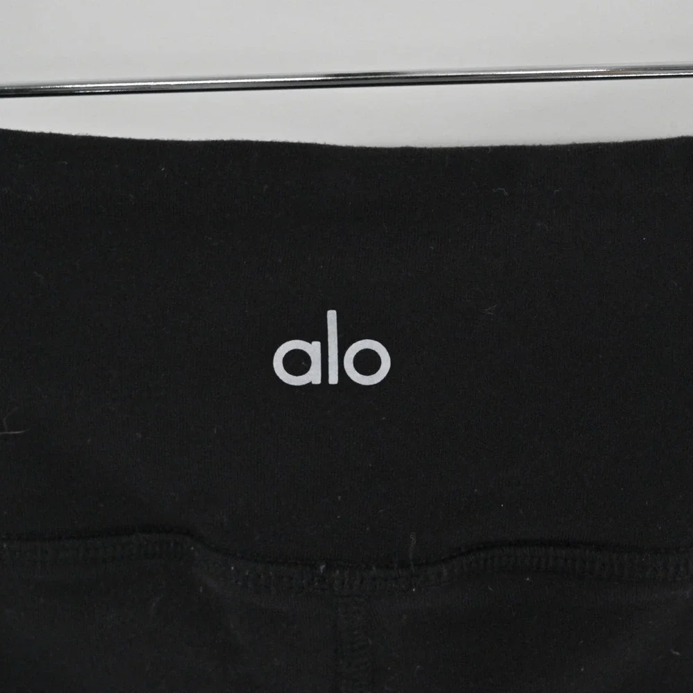 Alo Yoga Moto Leggings Womens Size XS Black Ribbed Mesh Athleisure Yoga Workout